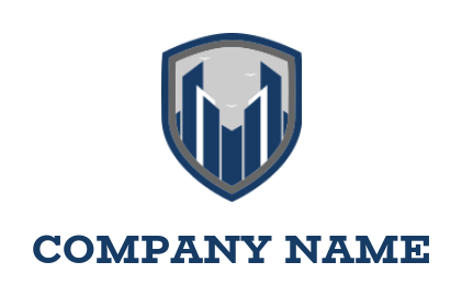 make a real estate logo bars in shield or badge