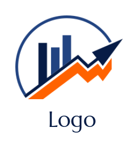 Accounting logo bars with arrow in semi circle 