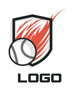 Create a sports logo of baseball & flame in shield 