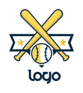 create a sports logo maker baseball and ribbon