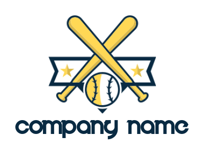 create a sports logo maker baseball and ribbon