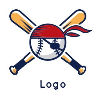 make a sports logo baseball bat with pirate band