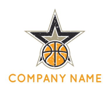create a sports logo icon basketball and stars