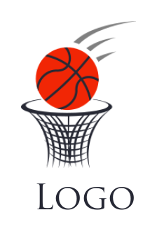make a sports logo basketball flying into hoop