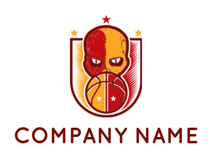 sports logo online basketball with face mask in shield 
