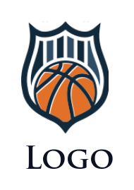 make a sports logo icon basketball with shield