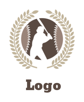 sports logo batter inside baseball laurel wreath