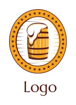 bar logo beer overflowing from bar keg