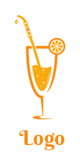 restaurant logo maker beverage and lemon inside the abstract glass 