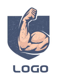 fitness logo template biceps posing in shield - logodesign.net