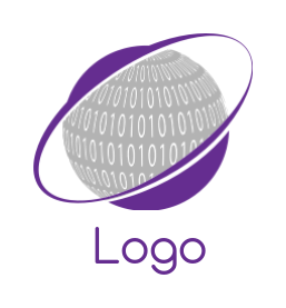 make an IT logo binary globe merged with swoosh