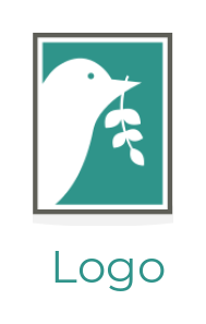 pet logo template bird with leafy branch in beak - logodesign.net