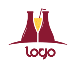 restaurant logo bottles form glass juice straw