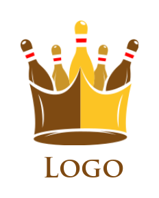 make a sports logo bowling pins and crown