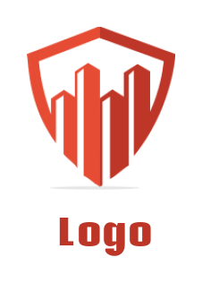 real estate logo maker building merged with shield 
