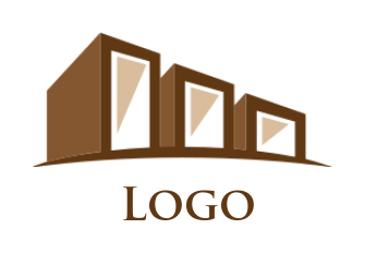 create a storage logo building on abstract hill