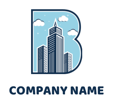 Letter B logo icon with buildings and sky inside
