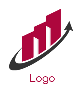 create a logo of buildings with swoosh and bars 