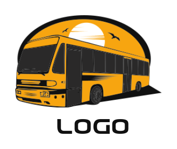 design a transportation logo bus with sun and birds 