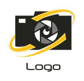 Make a photography logo camera icon with swoosh 