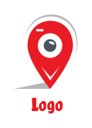 make a photography logo camera lens in location pin - logodesign.net