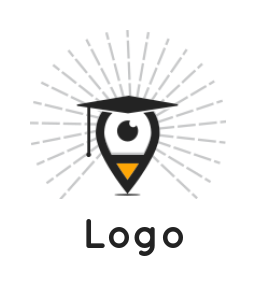 design an education logo camera lens in location pin with graduate hat