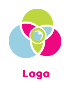 photography logo template camera lens in overlap circles - logodesign.net