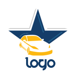 create an auto logo car in front of half star