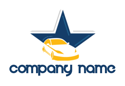 create an auto logo car in front of half star