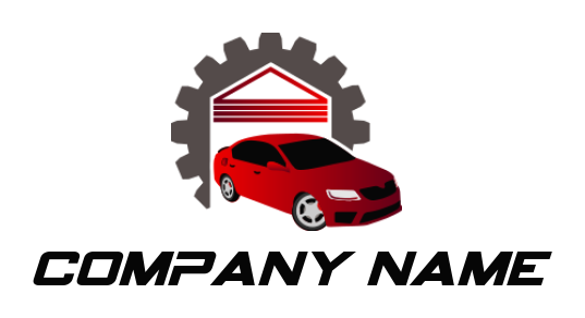 generate an auto logo car in gear shape garage