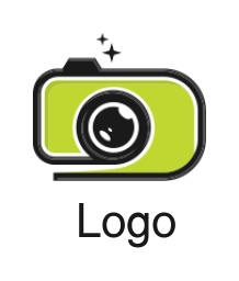  photography logo of cartoon camera with stars