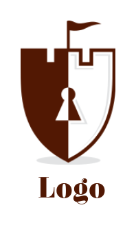 security logo of a castle and shield with lock