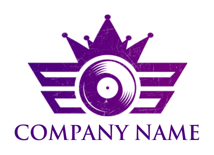 music logo maker CD with crown and wings - logodesign.net