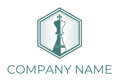 games logo icon chess king inside hexagon - logodesign.net