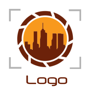 photography logo city in camera shutter & frame