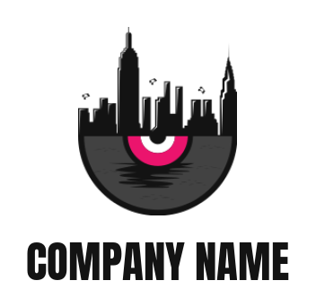 make a music logo city skyline on half CD - logodesign.net