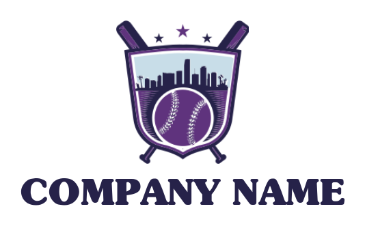 sports logo city with baseball in shield emblem