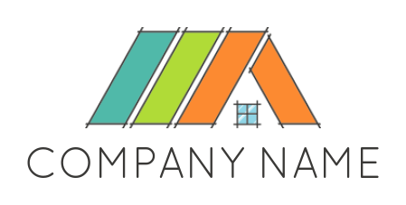 design a real estate logo colorful gabled roof with window