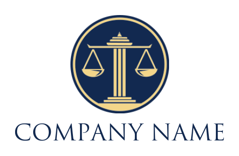 make a law firm logo column merged with scale inside circle 