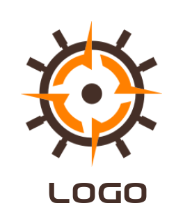 make a travel logo with compass in ship wheel 