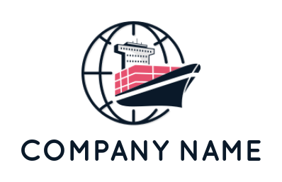 make a logistics logo container ship in globe - logodesign.net