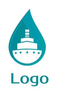 transportation logo template container ship in water drop