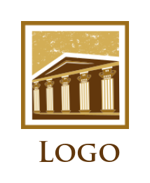 design a law firm logo court building with pillars in square