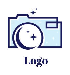 photography logo crescent moon stars in camera 