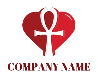 religious logo of symbol cross inside the heart