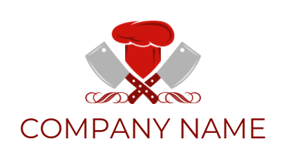 make a restaurant logo crossed cleavers with chef hat 