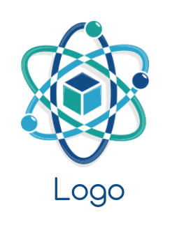 make a research logo cube in atom energy field