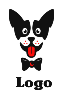 create a pet logo cute dog with tongue and bow tie - logodesign.net