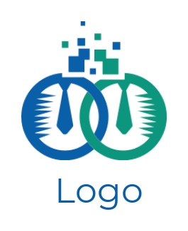 HR logo icon digital circle with tie