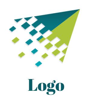 marketing logo of pixels with arrow paper plane